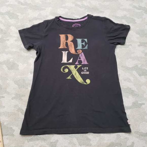 Life Is Good Tops - Life Is Good Top Womens Small Black Classic Fit Short Sleeve